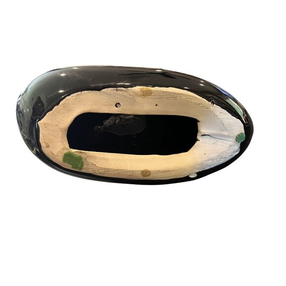 Vintage Haeger Pottery Black Cat Sculpture With Fish Bowl Planter 8" - Picture 4 of 10